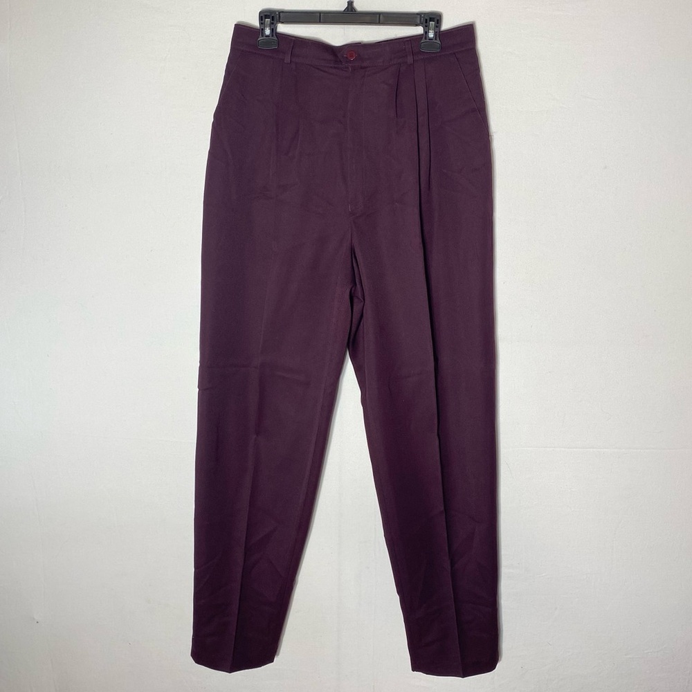 Vintage 90s Post International Burgundy High Rise Pleated Front Trouser Pants 12